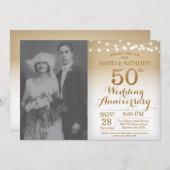 50. Hochzeitstag Einladung Gold Foto (Vorne/Hinten)