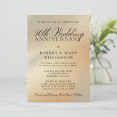 50. Hochzeitstag Einladung Gold Glitzer (Stehend Vorderseite)