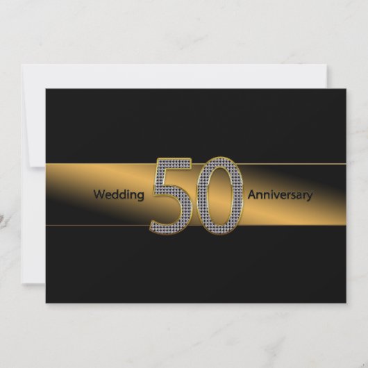 50. Hochzeitstag - Einladung - Gold/Schwarz (Vorderseite)