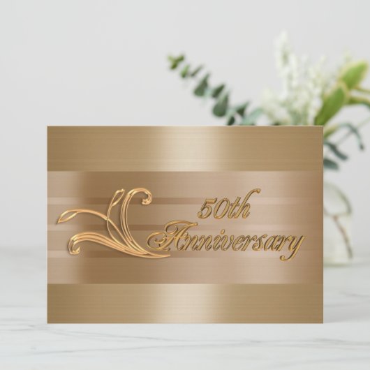 50. Hochzeitstag Einladung golden (Stehend Vorderseite)
