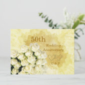 50. Hochzeitstag Einladung mit weißen Stros (Stehend Vorderseite)