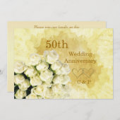 50. Hochzeitstag Einladung mit weißen Stros (Vorne/Hinten)