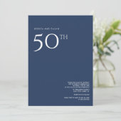 50. Hochzeitstag Einladung Navy Blue (Stehend Vorderseite)