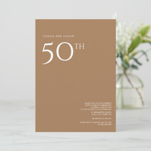 50. Hochzeitstag Einladung Rose Gold (Stehend Vorderseite)