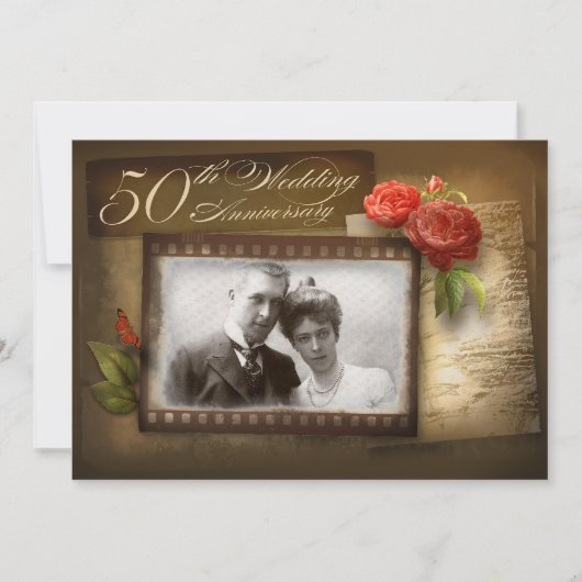 50. Hochzeitstag - Einladungen zum Vintagen Foto (Vorderseite)