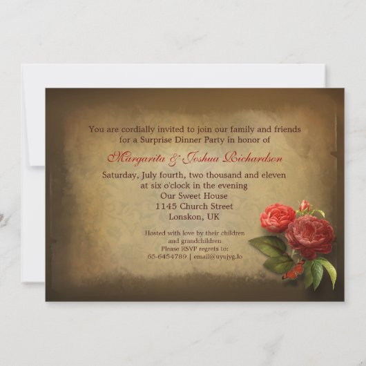 50. Hochzeitstag - Einladungen zum Vintagen Foto (Rückseite)