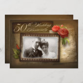 50. Hochzeitstag - Einladungen zum Vintagen Foto (Vorne/Hinten)