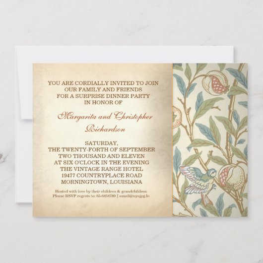 50. Hochzeitstag - Einladungen zum Vintagen Foto (Rückseite)