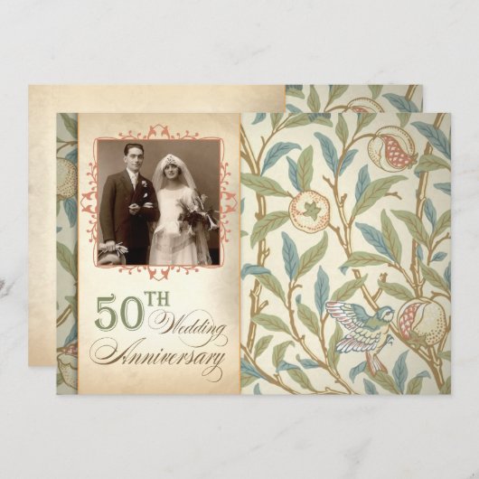 50. Hochzeitstag - Einladungen zum Vintagen Foto (Vorne/Hinten)
