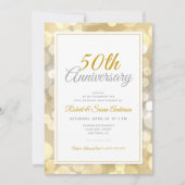 50. Hochzeitstag | Elegant Gold Bokeh Einladung (Vorderseite)