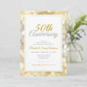 50. Hochzeitstag | Elegant Gold Bokeh Einladung (Stehend Vorderseite)