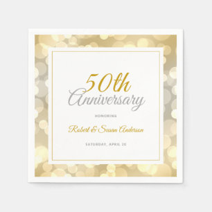 50. Hochzeitstag Elegant Gold Bokeh Serviette