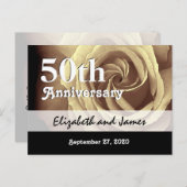 50. Hochzeitstag Elegante Gold Rose A016 Ankündigungspostkarte (Vorne/Hinten)