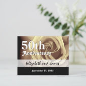 50. Hochzeitstag Elegante Gold Rose A017 Ankündigungspostkarte (Stehend Vorderseite)
