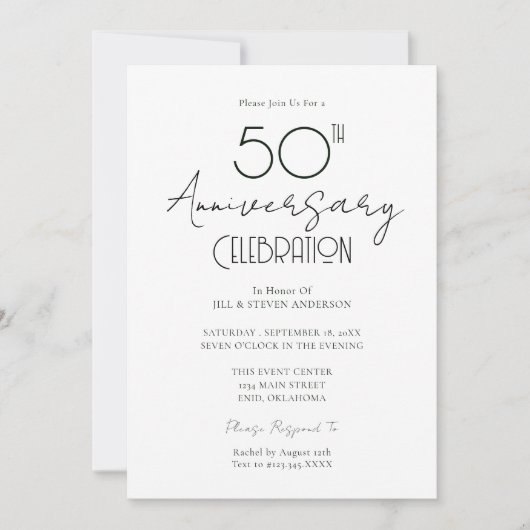 50. Hochzeitstag Elegante Script-Einladung Einladung (Vorderseite)
