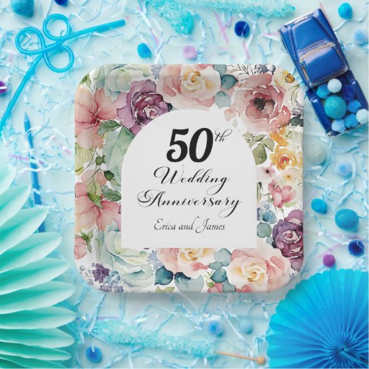 50. Hochzeitstag Elegantes Drehbuch Pappteller (Party)