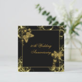 50. Hochzeitstag, elegantes Schmetterlingsgold Einladung (Stehend Vorderseite)
