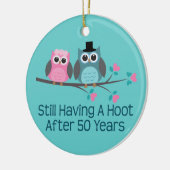 50. Hochzeitstag-Eulen Keramikornament (Links)
