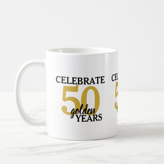 50. Hochzeitstag Feier 50 Goldene Jahre Kaffeetasse (Links)