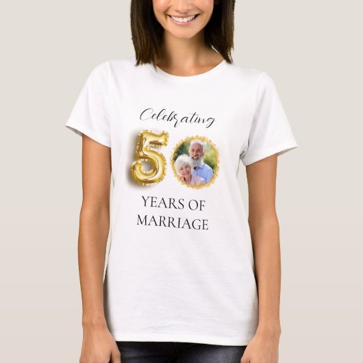 50. Hochzeitstag Foto Gold T-Shirt (Vorderseite)