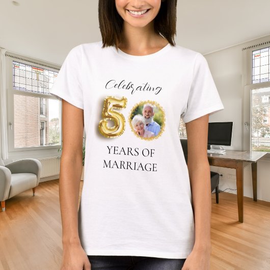 50. Hochzeitstag Foto Gold T-Shirt