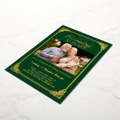 50. Hochzeitstag Foto Green Gold Folieneinladung (Gedreht)