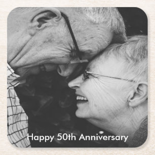 50. Hochzeitstag Foto Rechteckiger Pappuntersetzer