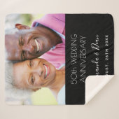 50. Hochzeitstag Foto schwarz elegant Sherpadecke (Vorderseite (Horizontal))