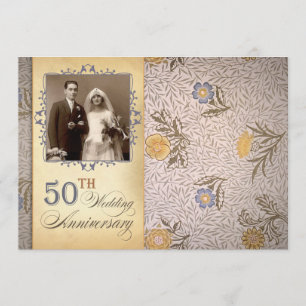 50. Hochzeitstag Foto Vintag lädt ein Einladung