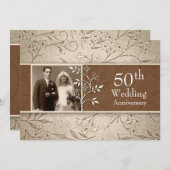 50. Hochzeitstag Foto Vintage Einladungen (Vorne/Hinten)