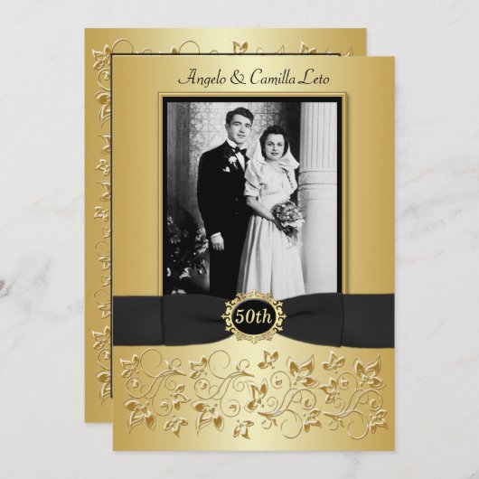 50. Hochzeitstag Fotovorlage laden Einladung (Vorne/Hinten)