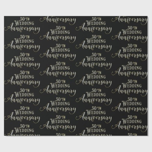 50. Hochzeitstag funkelnder Text Geschenkpapier (Flach)
