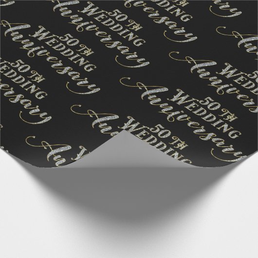 50. Hochzeitstag funkelnder Text Geschenkpapier (Ecke)