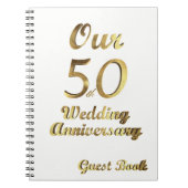 50. Hochzeitstag-Gast-Buch-Goldweiß Notizblock (Vorderseite)