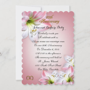 50. Hochzeitstag Gelöbnis Erneuerung rosa Amarylis Einladung