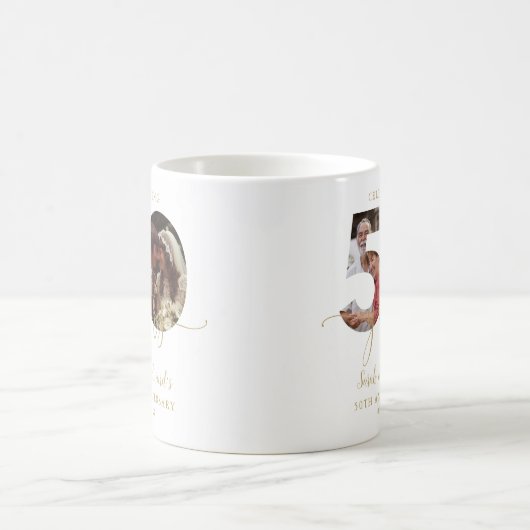 50. Hochzeitstag Gold 2 Foto Kaffeetasse (Mittel)