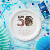 50. Hochzeitstag Gold 2 Foto Pappteller (Party)