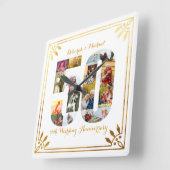 50. Hochzeitstag Gold Art Deco Foto Quadratische Wanduhr (Winkel)