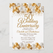 50. Hochzeitstag Gold Ballon Einladung (Vorne/Hinten)