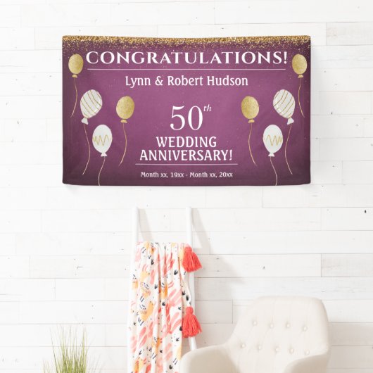 50. Hochzeitstag Gold Ballons Banner (Insitu)