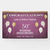 50. Hochzeitstag Gold Ballons Banner (Horizontal)