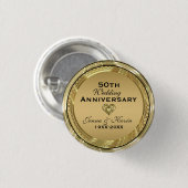 50. Hochzeitstag Gold & Black Button (Vorne & Hinten)