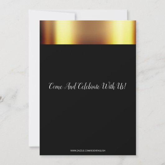 50. Hochzeitstag Gold Black Einladung (Rückseite)