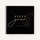 50. Hochzeitstag Gold Black Gästebuch Notizblock (Vorderseite)