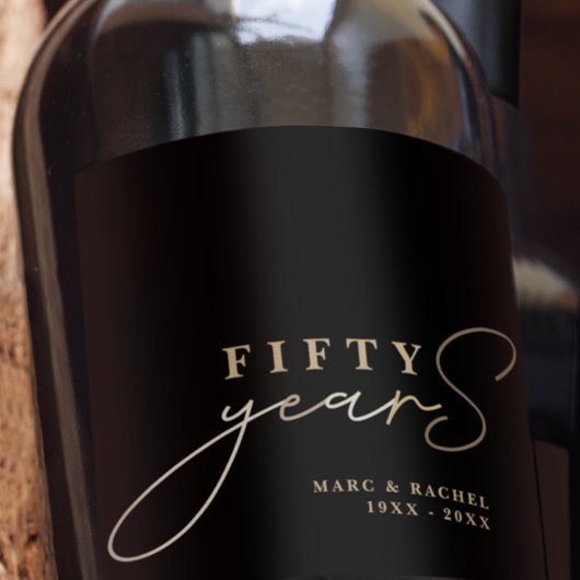 50. Hochzeitstag Gold Black Geschenk Weinetikett