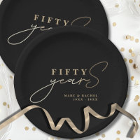 50. Hochzeitstag Gold Black Paper Plate