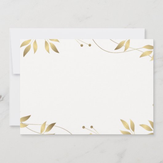 50. Hochzeitstag Gold Blätter Einladung (Rückseite)