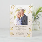 50. Hochzeitstag Gold Blätter Einladung (Stehend Vorderseite)