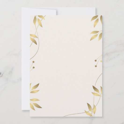 50. Hochzeitstag Gold Blätter Einladung (Rückseite)