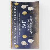 50. Hochzeitstag, Gold, Blau, Weiß Banner (Vertikal)